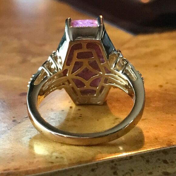 Art Deco Norwegian Thulite Sterling Silver Ring Size 7 - Picture 8 of 10